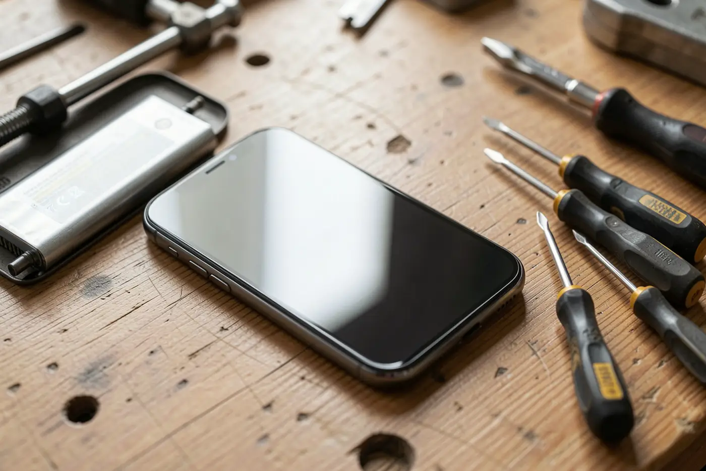 Mostrador de un servicio técnico de celulares