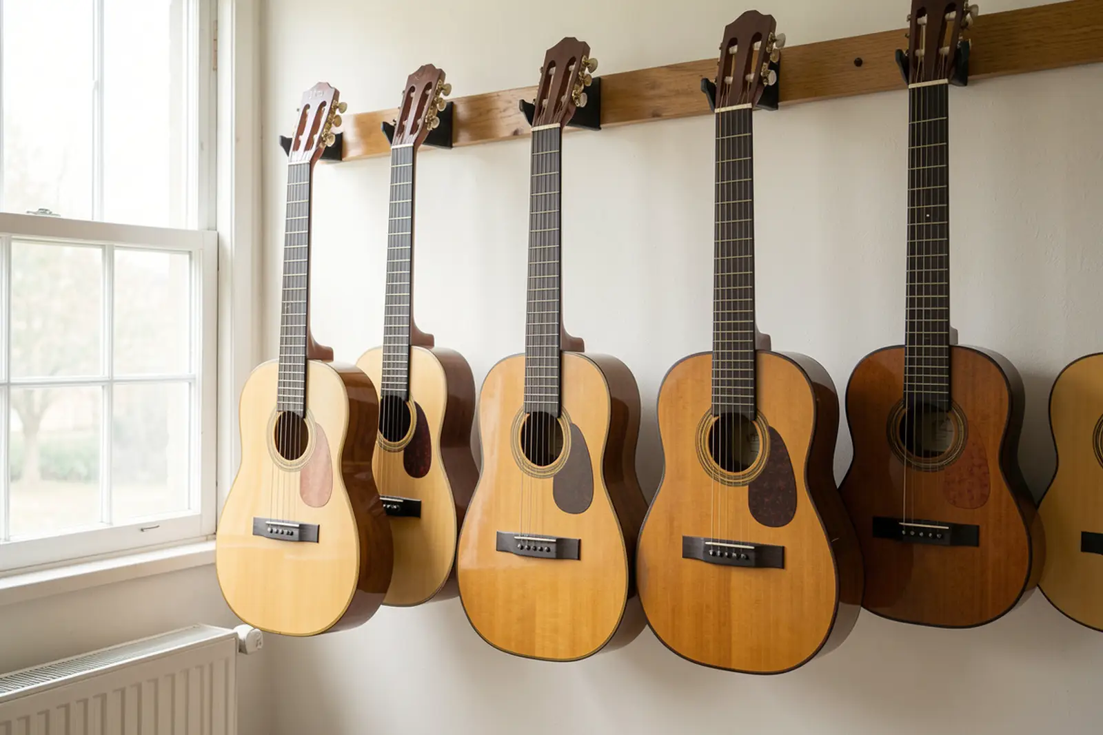 Aula de música con un piano y una guitarra