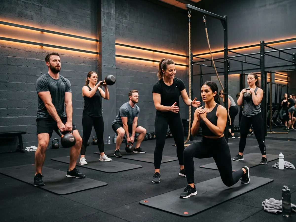 Pesas libres ordenadas en la sala de musculación