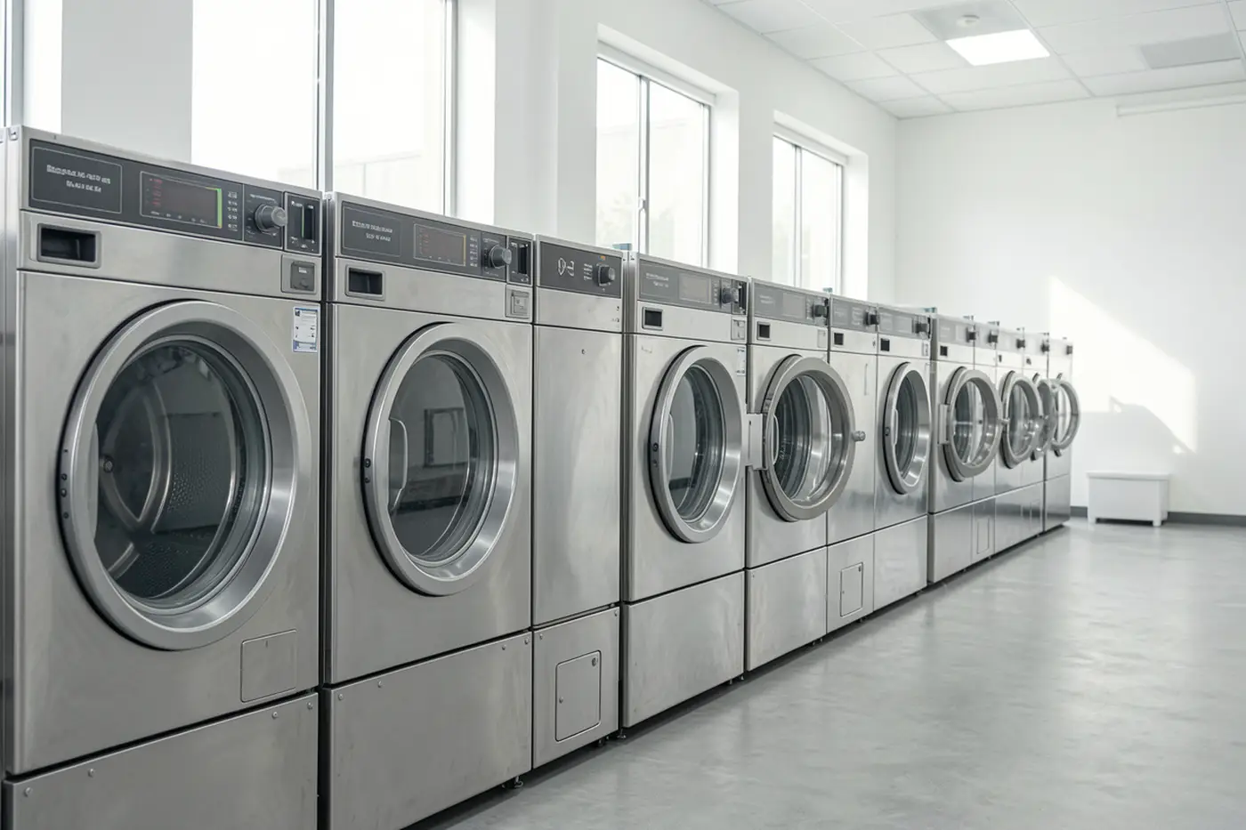 Mostrador de una lavandería con ropa doblada